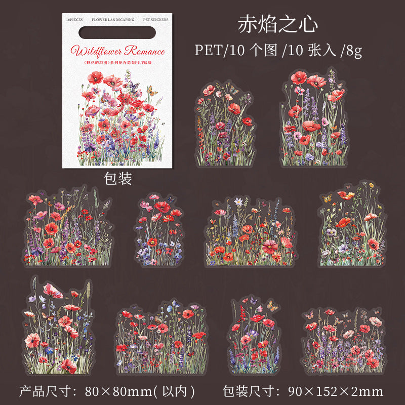 10 Pcs Wildflower PET Stickers YHDLM