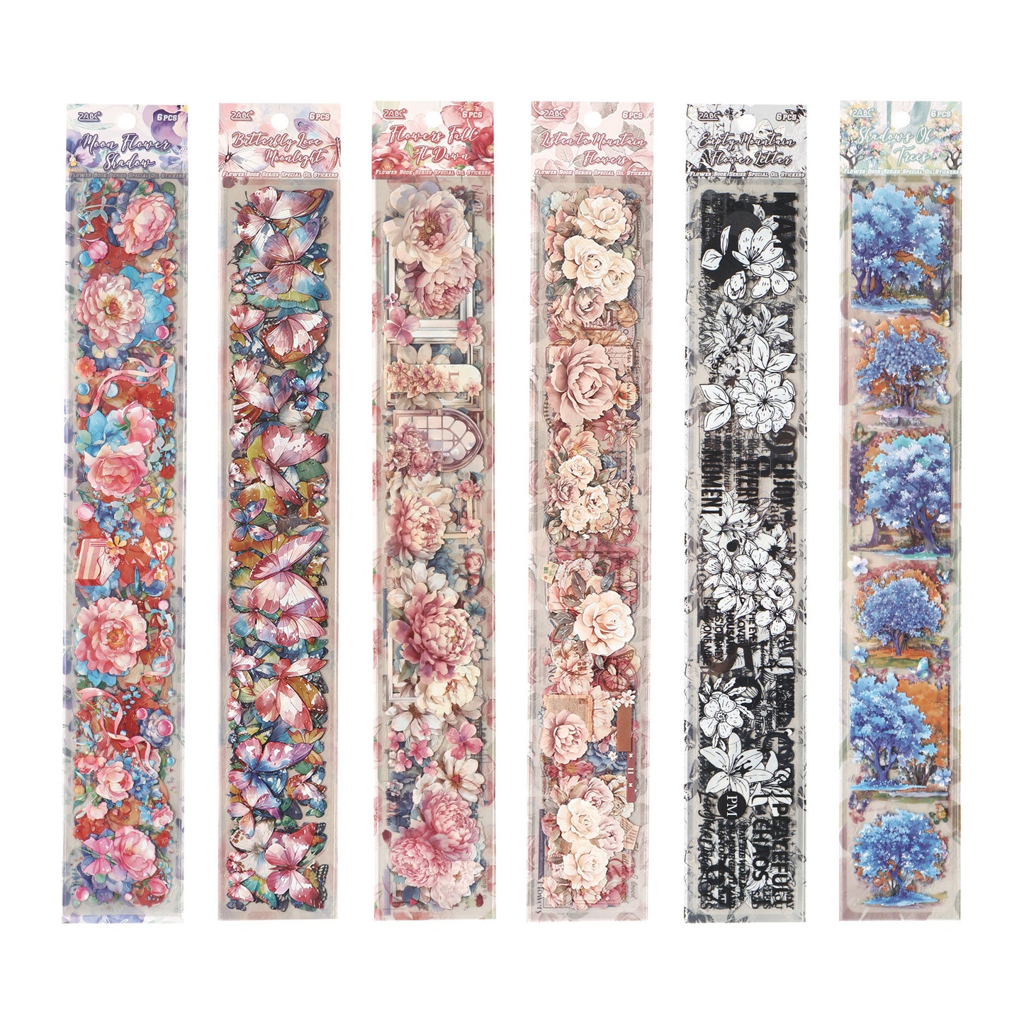 6 Sheets Flower PET Stickers HSJJ