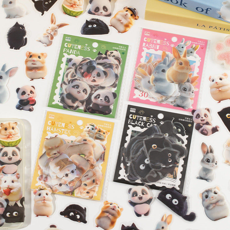 30 Pcs Cartoon Animal PET Stickers KAZY