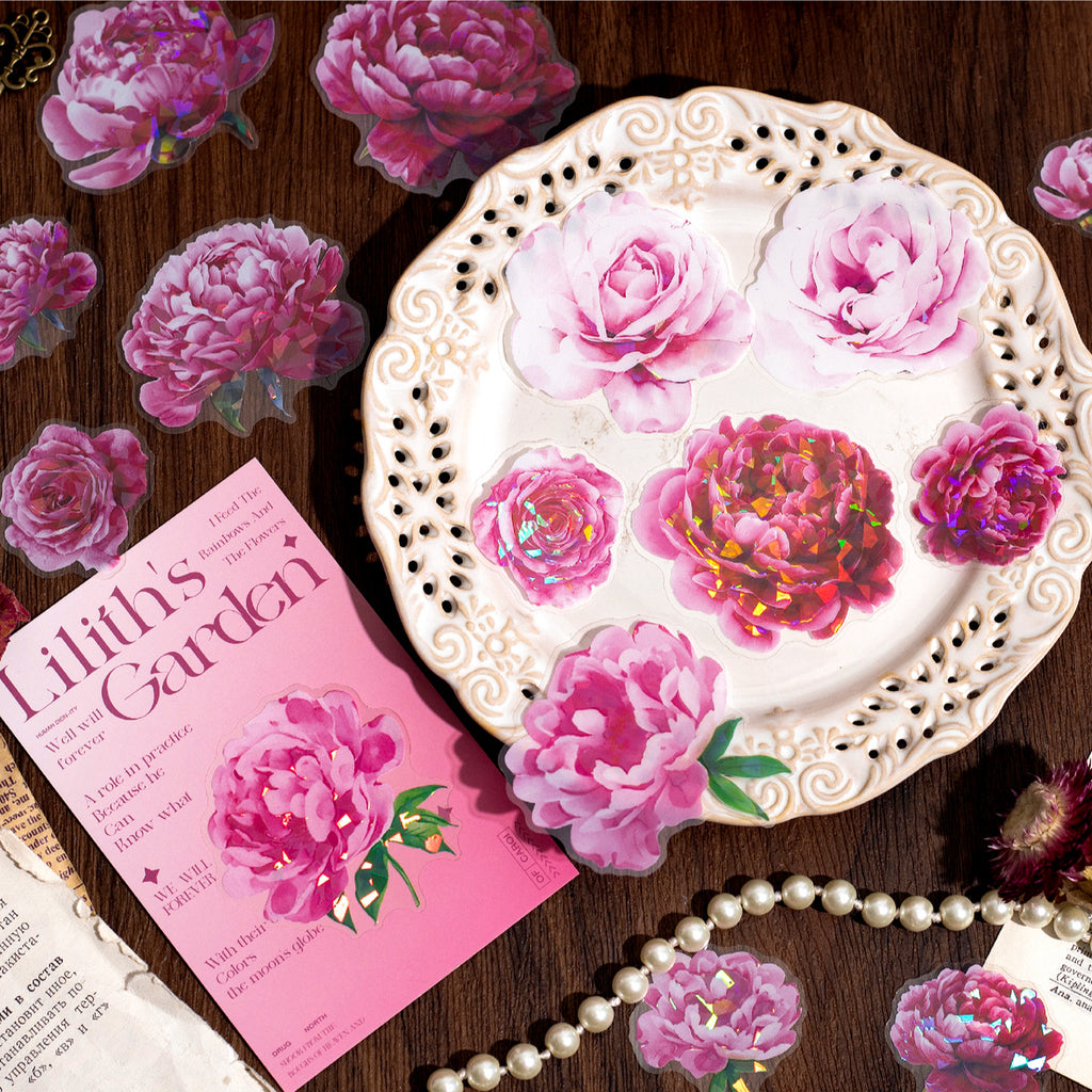20 Pcs Peony Flower PET Stickers LLSHY