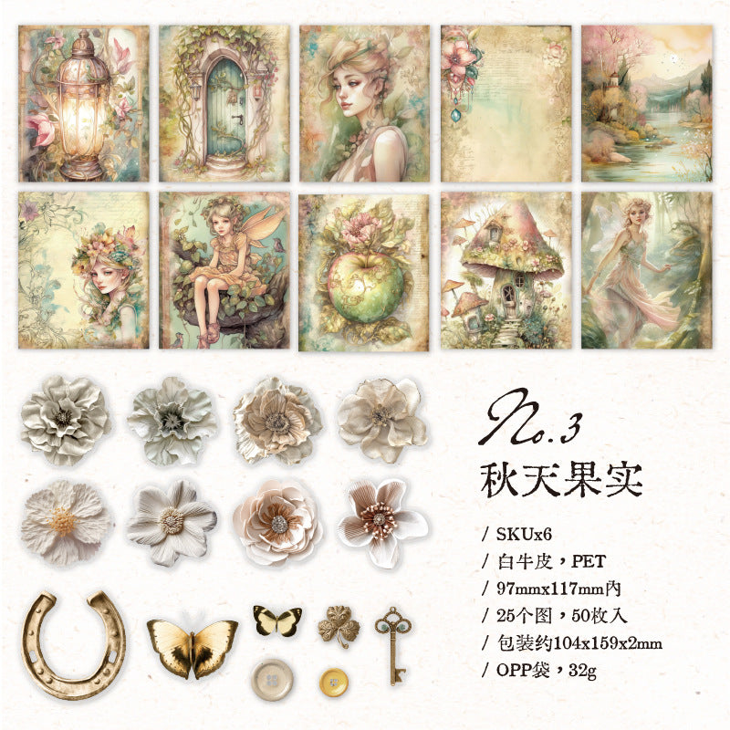 50 Pcs Fantasy Scrapbook Supplies Kit HDQL