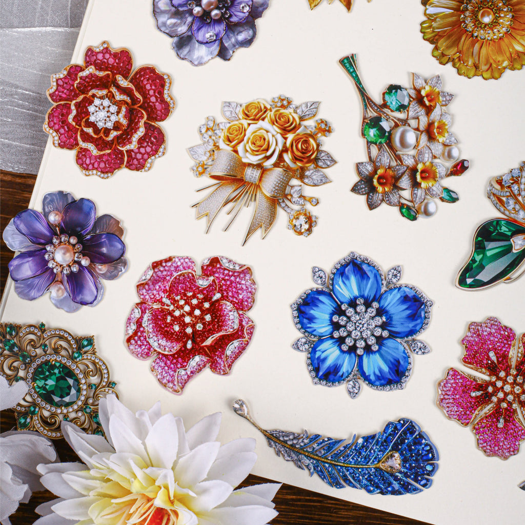 10 Pcs Crystal Jewelry Themed Cardstock Stickers JSXL