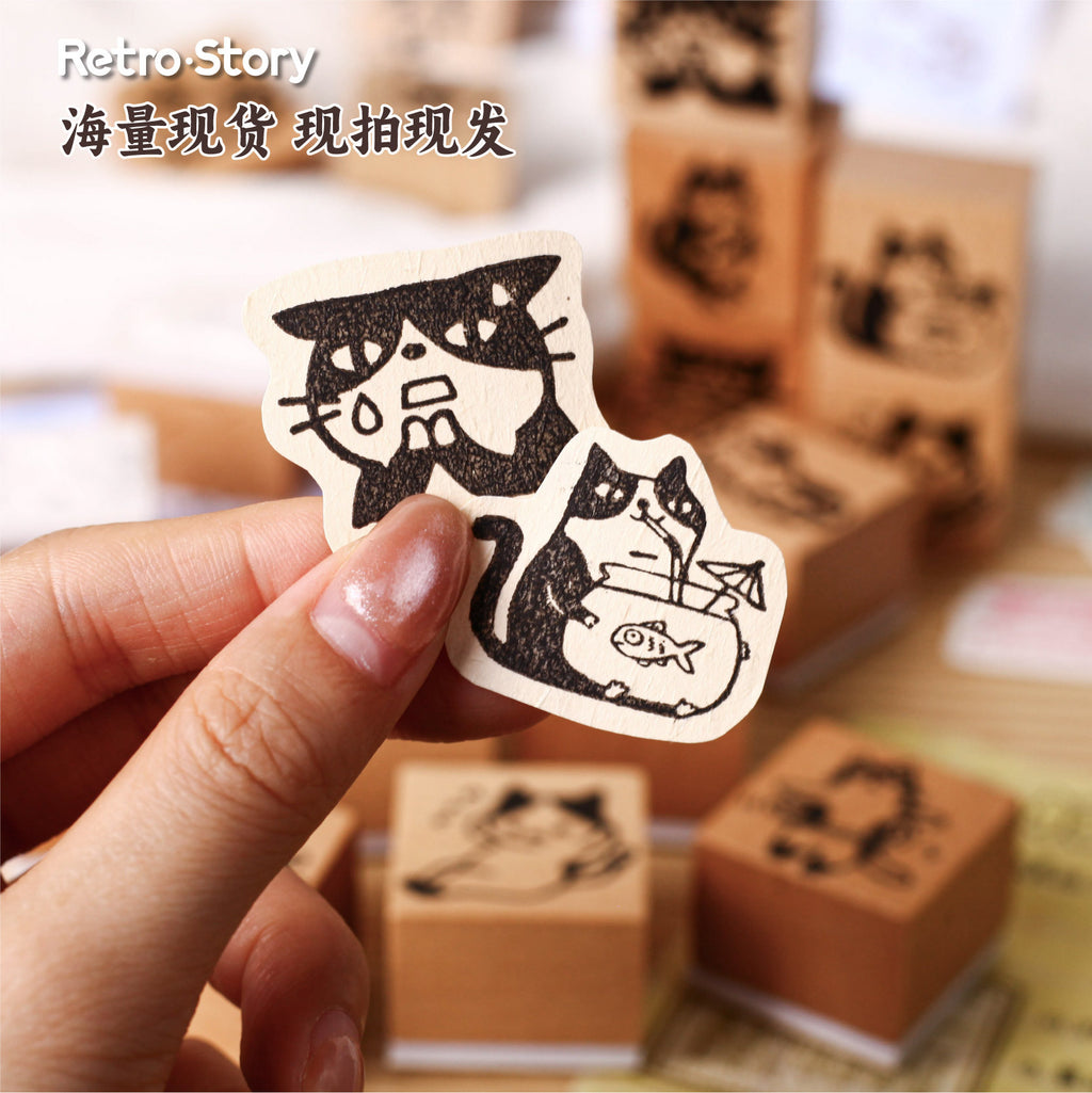 Cat Theme Wooden Stamp MMXX