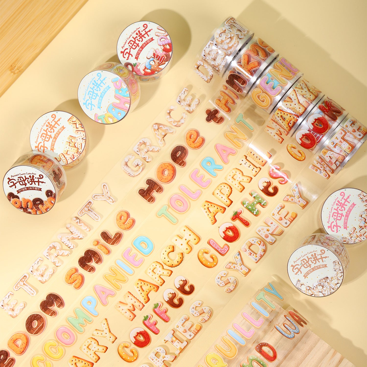 1 Roll Cookie Letter Planner Stickers Tape ZMBG