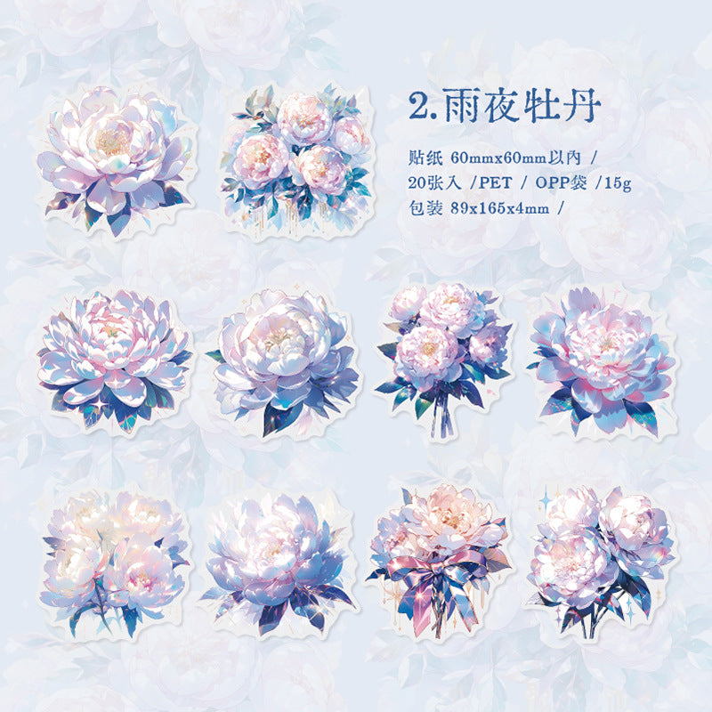 20 Pcs Rainbow Flowers PET Stickers CHDHH