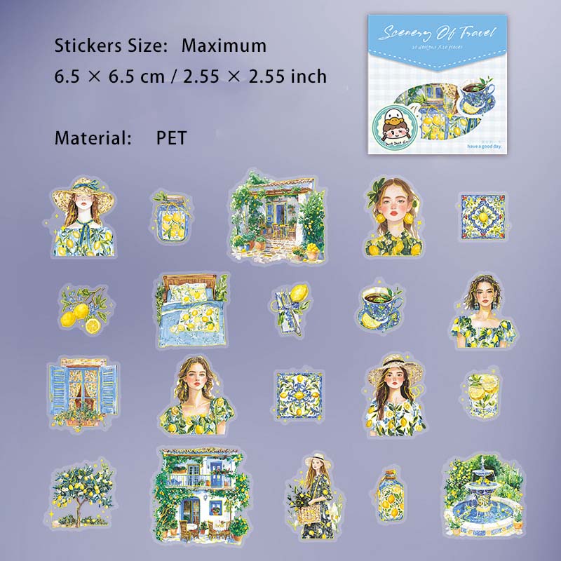 20 Pcs Travel Girl PET Stickers LJFJ