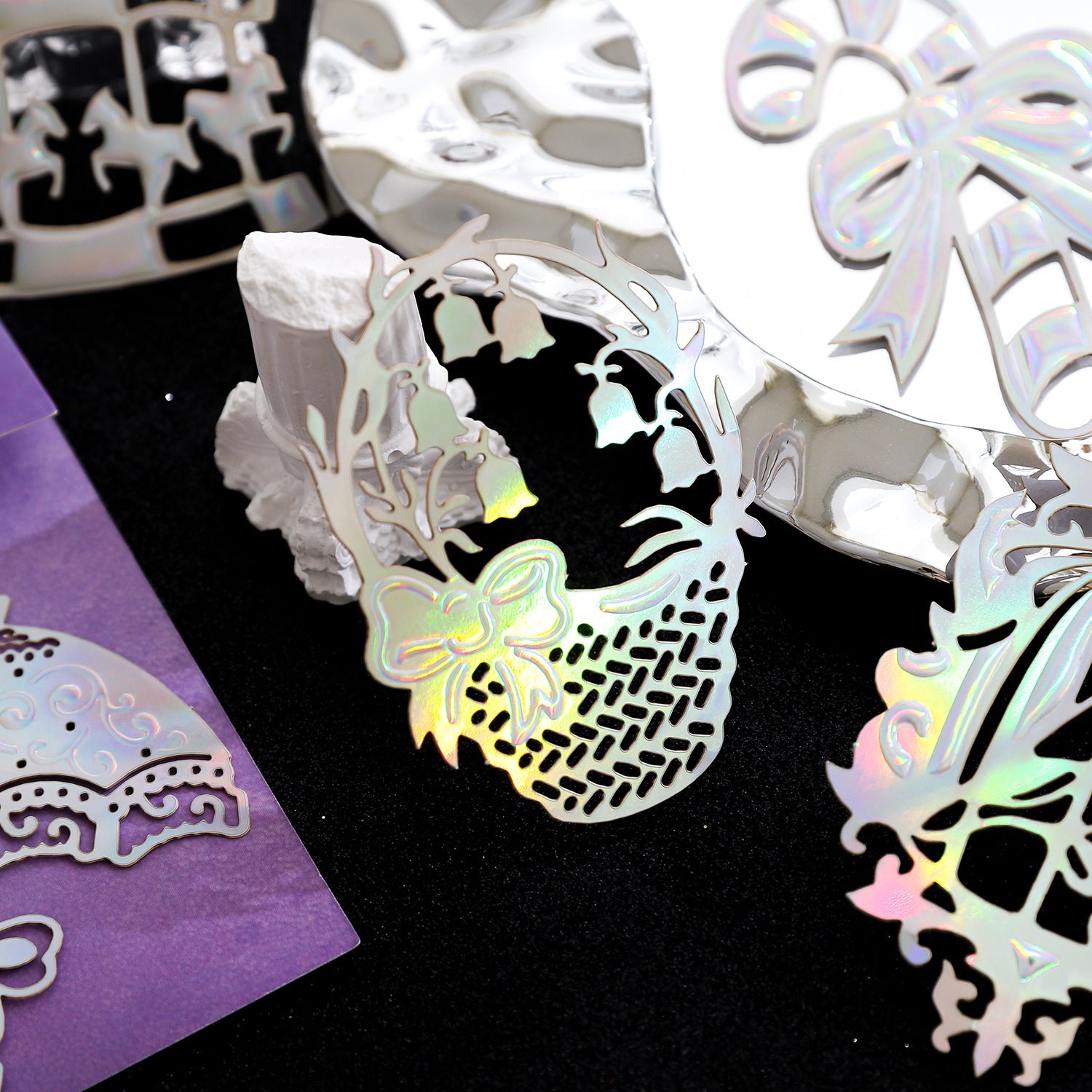 10 Pcs Holographic Hollow Cutout Paper YYMJ
