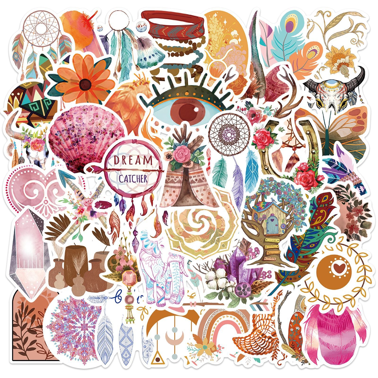 50PCS Boho Waterproof Vinyl Stickers BHO05