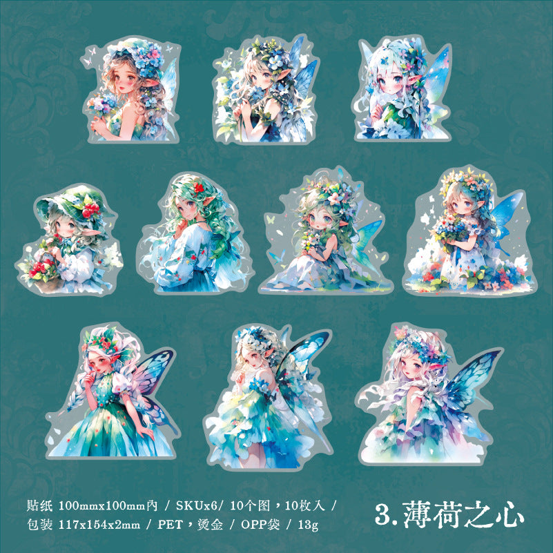 10 Pcs Fairy PET Stickers XYZML