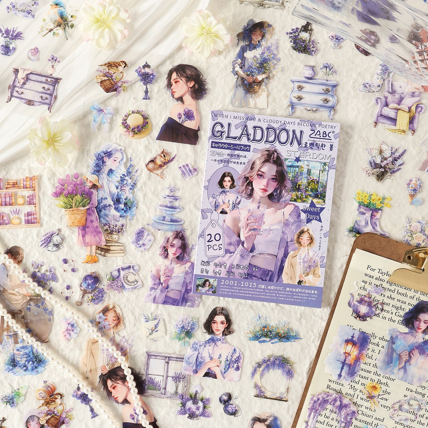 20 Pcs Floral Girl Stickers Book YRRH