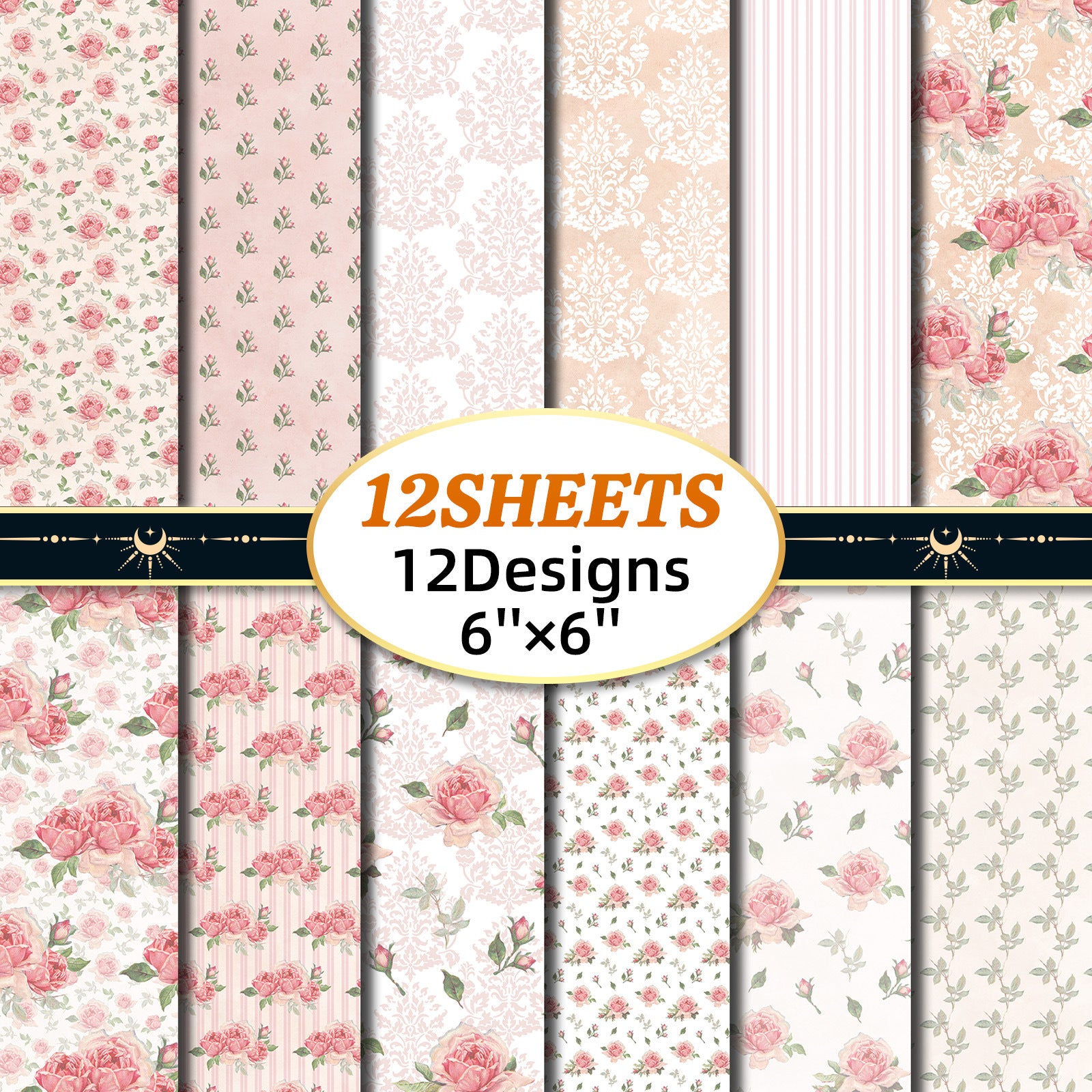 6 inch Pink Rose Scrapbook Paper Pad PA273