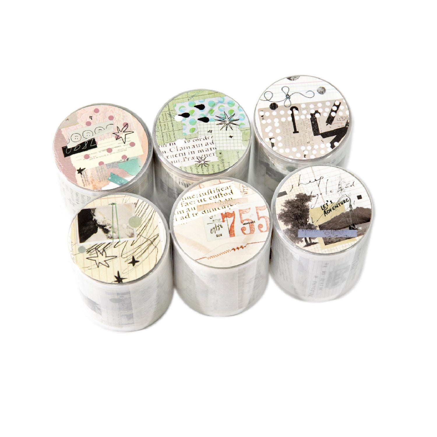 1 Roll Vintage Collage PET Stickers Tape ZYSKY