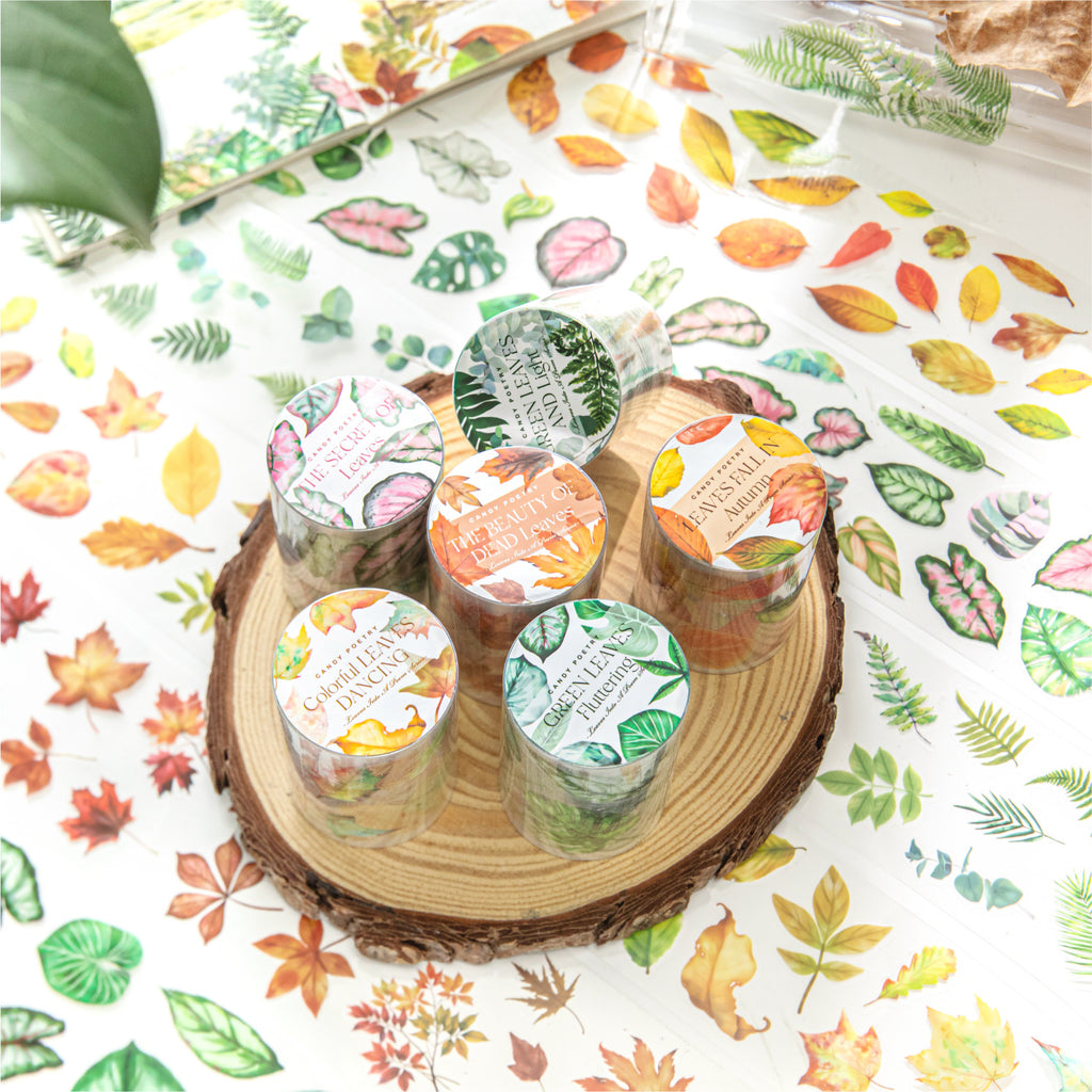 1 Roll Pre-cut PET Leaf Stickers Tape LYCS