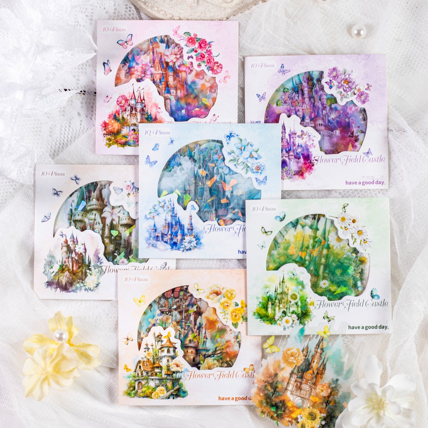 10 Pcs PET Castle Stickers CBHY