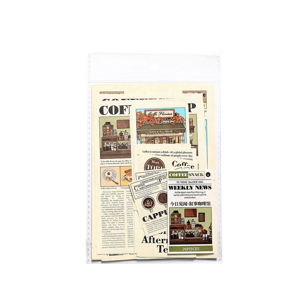 20 Pcs Newspaper Theme Scrapbook Paper JRJW