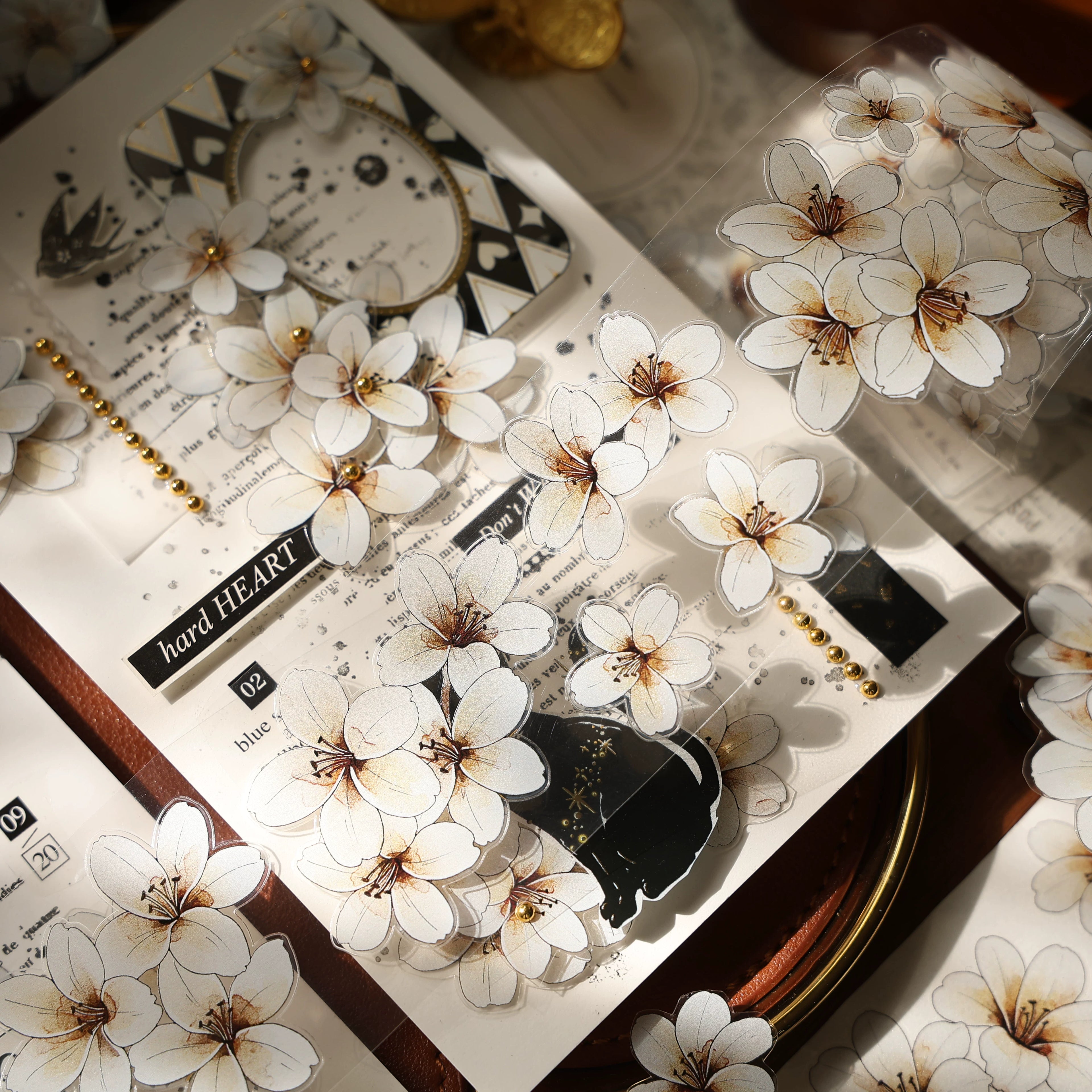 Floral Decorative Tape Rolls- Whisper of White Blooms