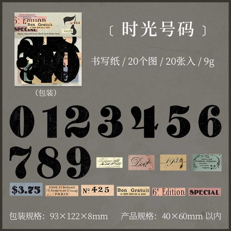 20 Pcs Vintage Number Stickers SZSJ