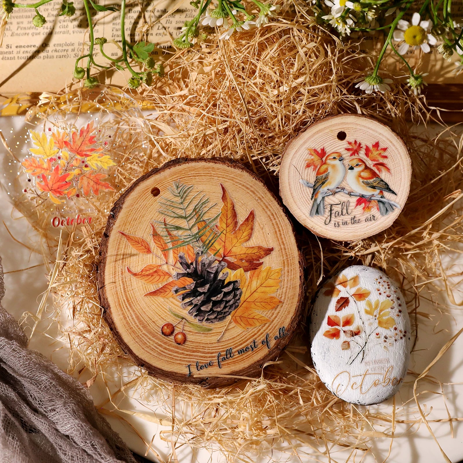 2 Sheets Waterproof Rub on Stickers - Autumn Quotes