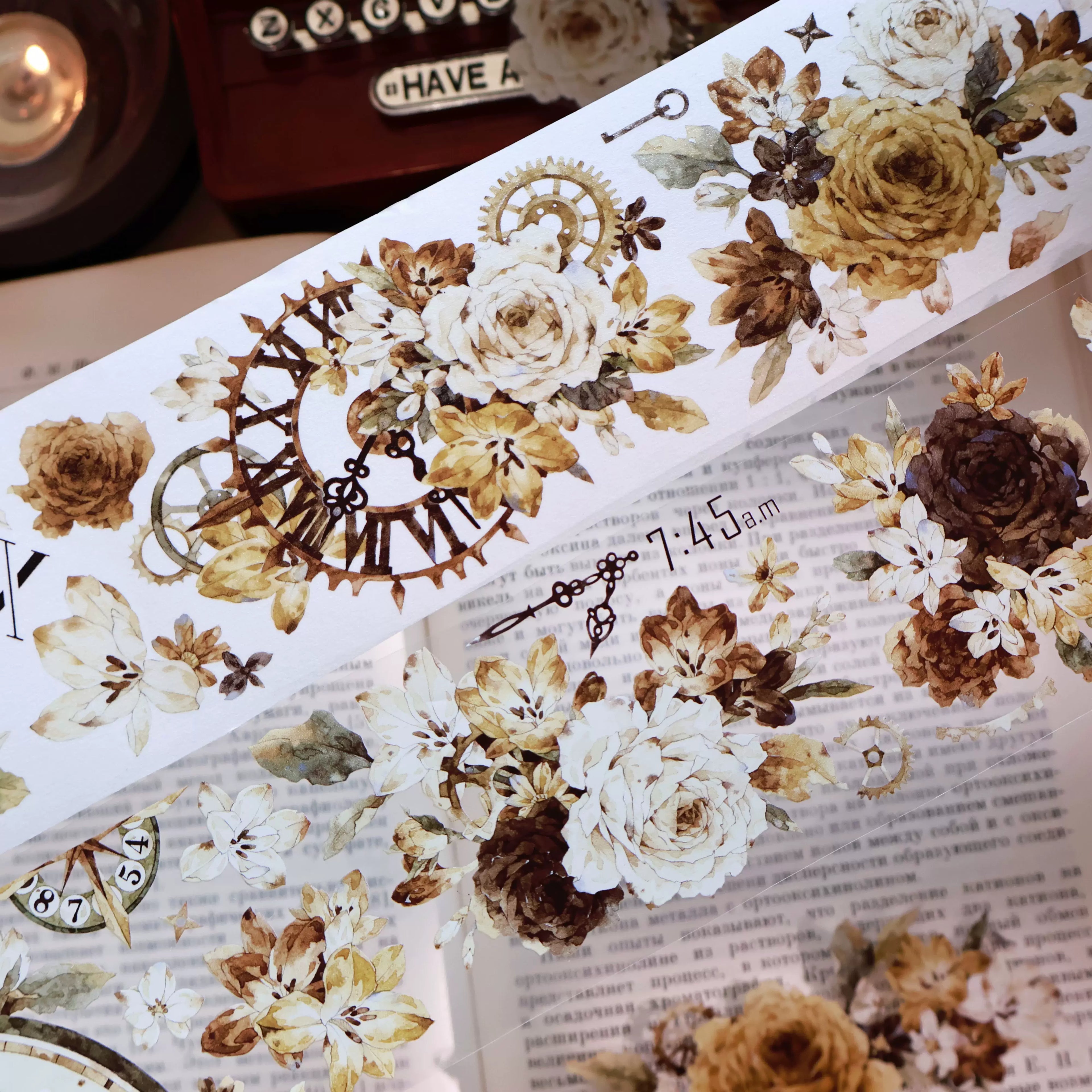 Floral Decorative Tape Rolls- Amber Glimmer