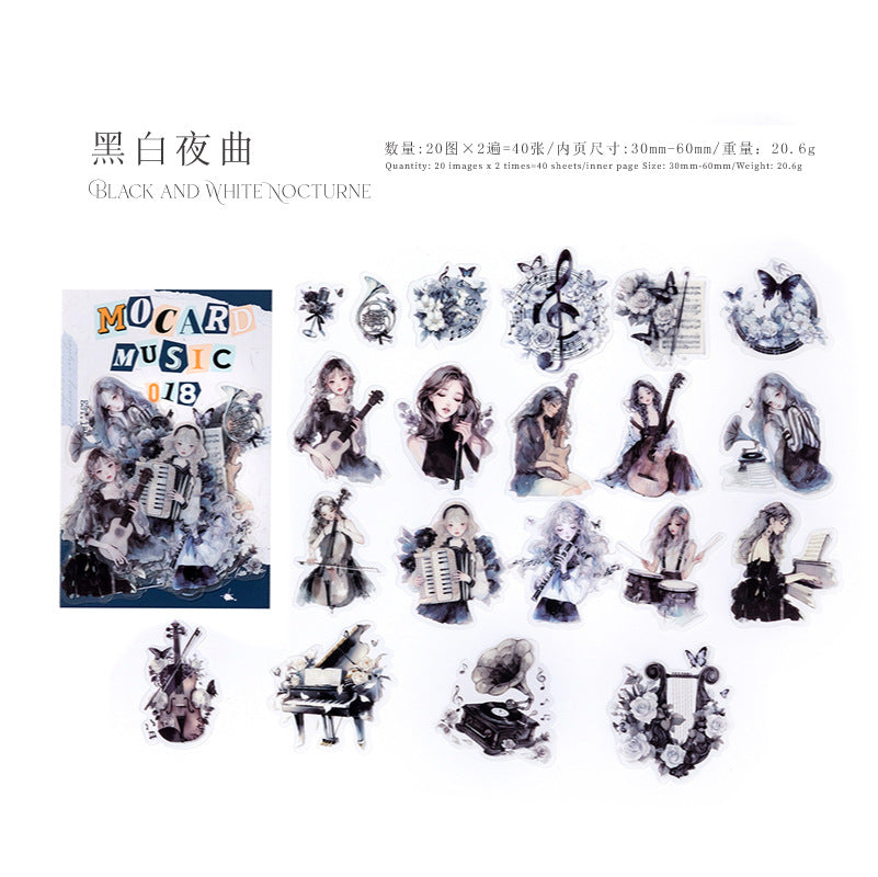 40 Pcs Musical Girl PET Stickers YYNZTJ