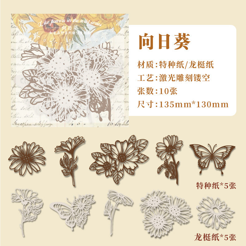 10 Pcs Cutout Paper Flowers RHZY