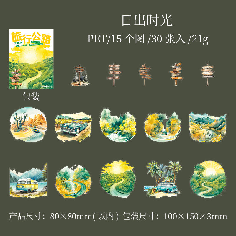 30 Pcs Seasonal Travel PET Stickers LXGL