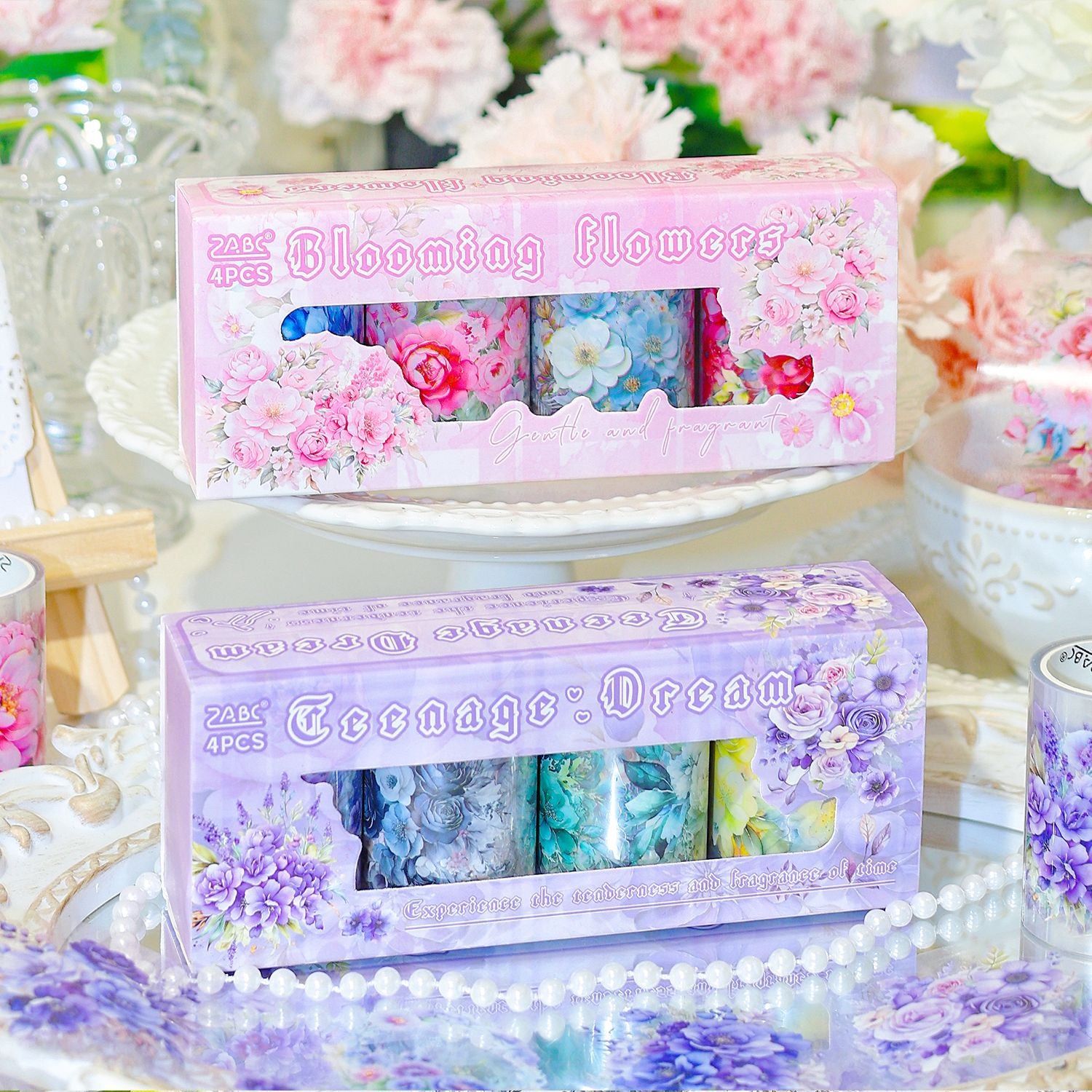 4 Rolls Flower PET Tape Set HTSY