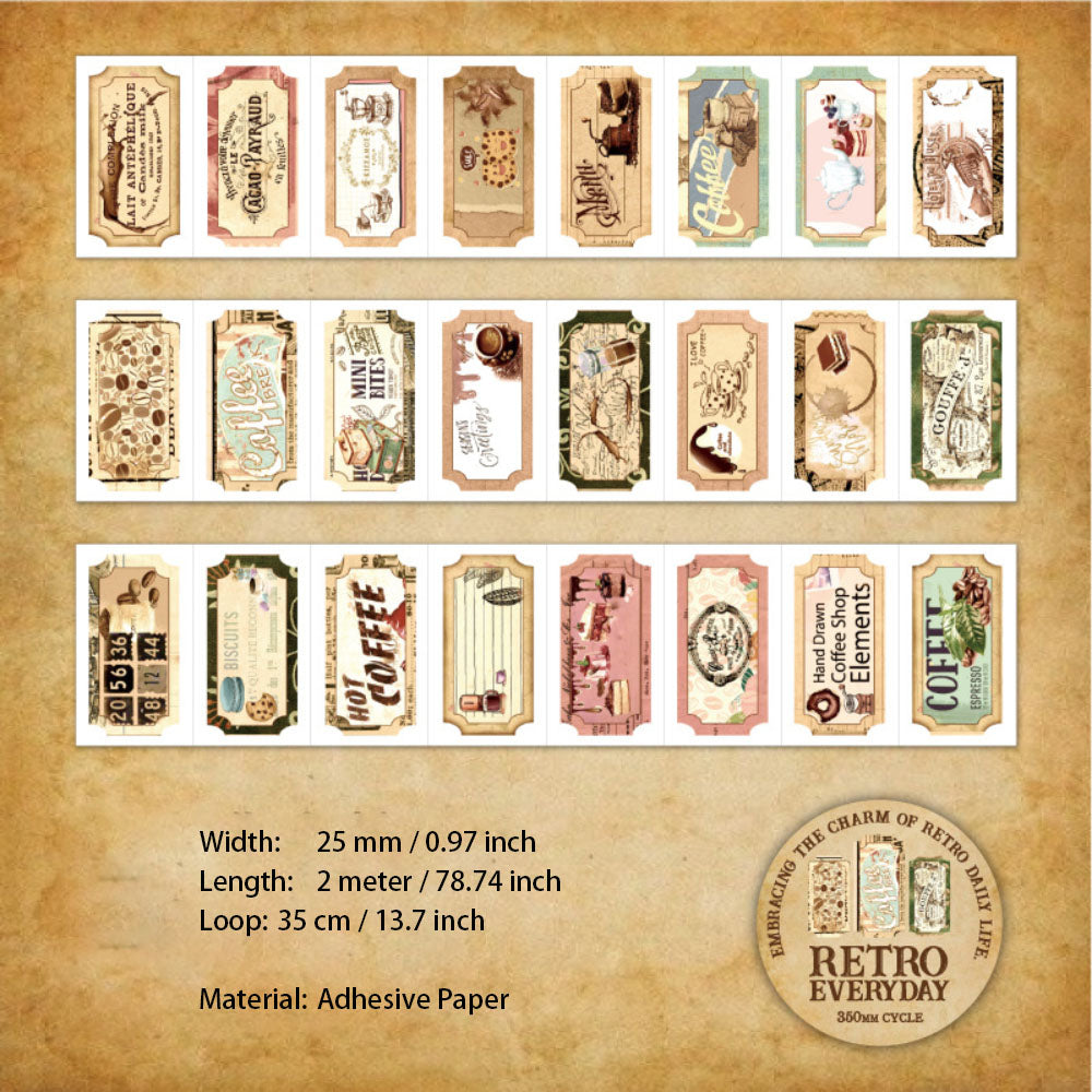 1 Roll Retro Pre-cut Stickers Tape FGRC