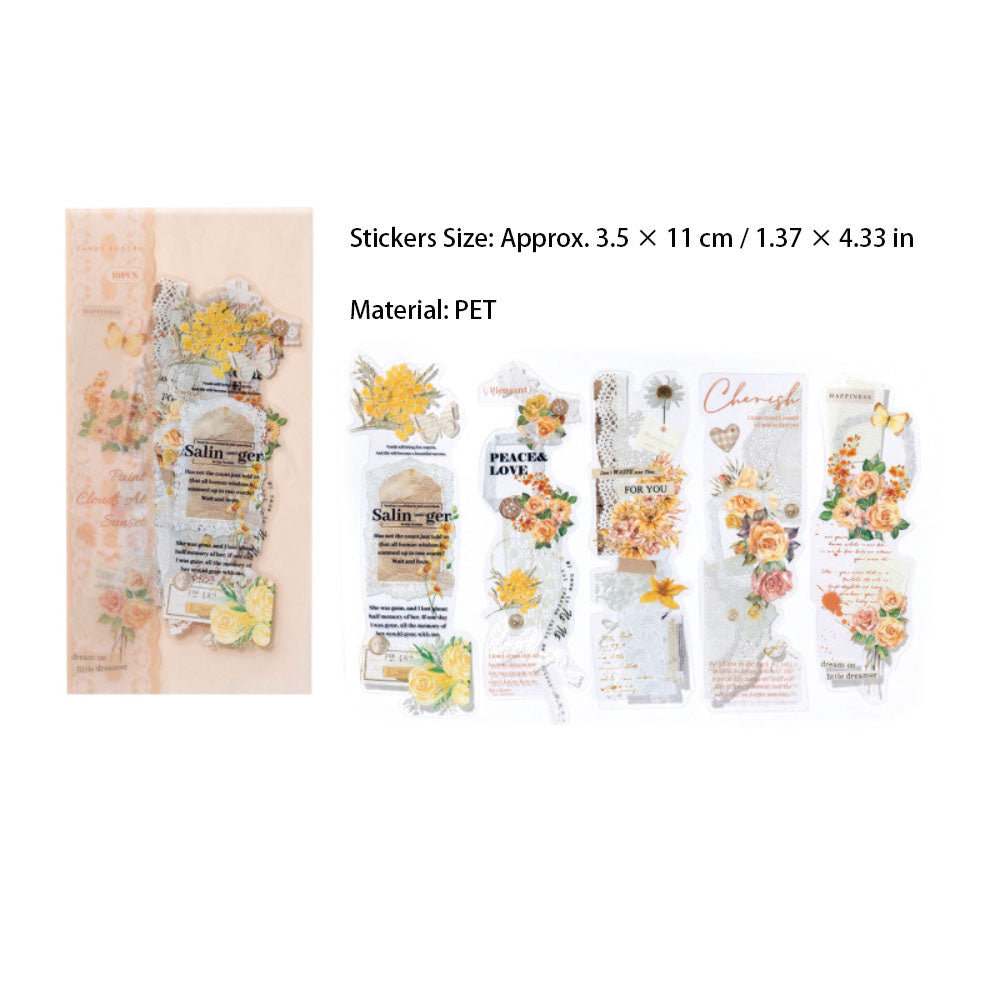 10 Sheets Flower Theme PET Stickers AYMY