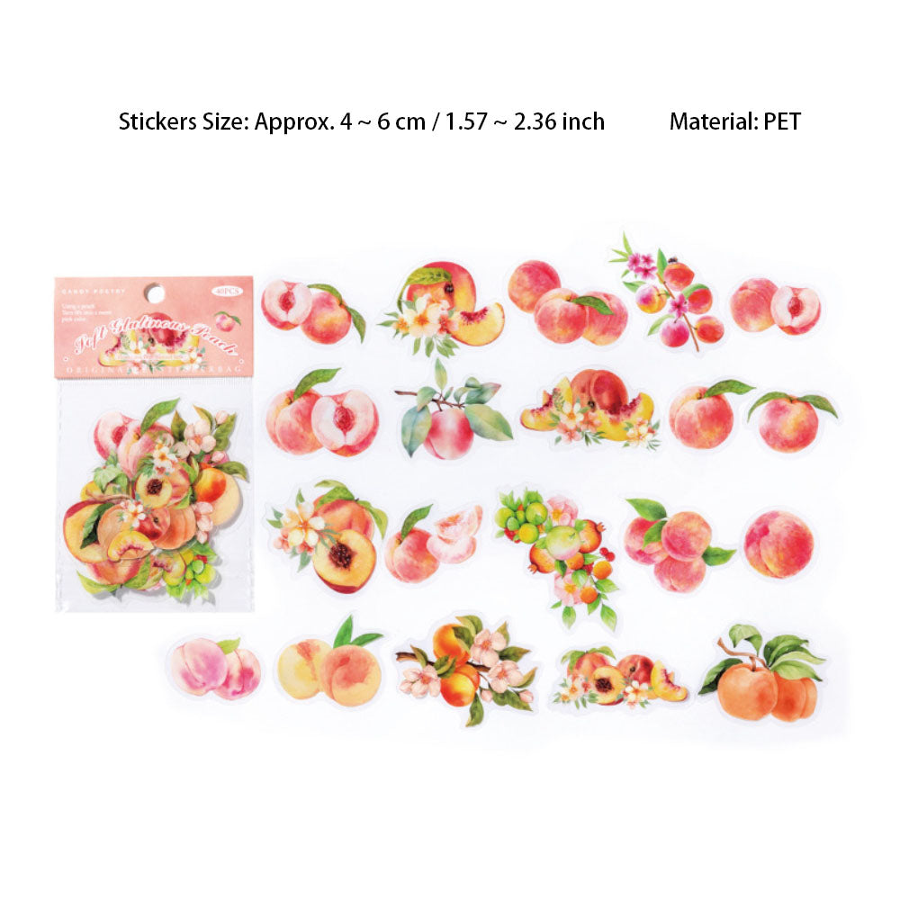 40 Pcs Fruit PET Stickers HGZRCS