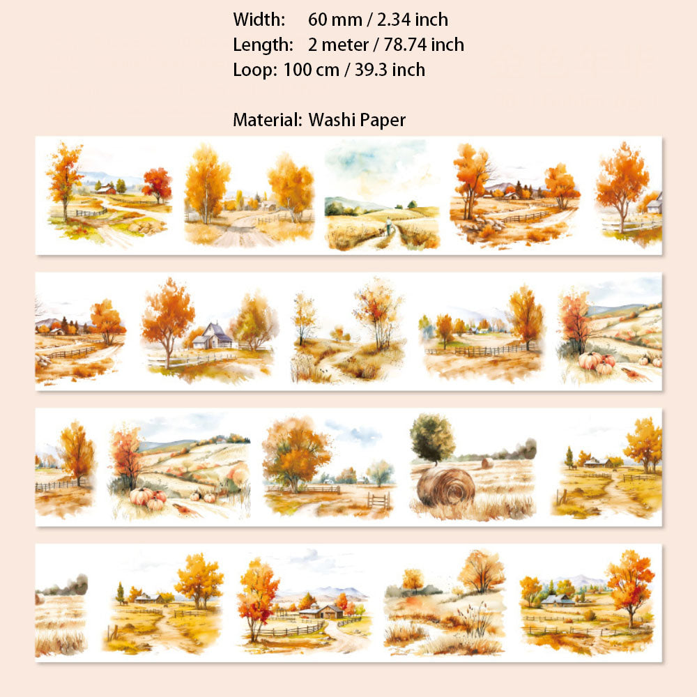 1 Roll Seasonal Wild Landscape Washi Stickers Tape YNDSJ