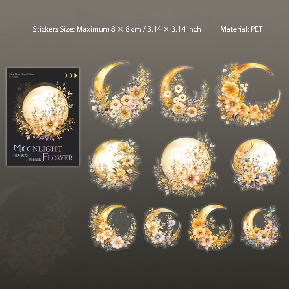 Paper Sticker Moon Obujo 20 Sheets Floral Moon PET Stickers HYLG are perfect for ...