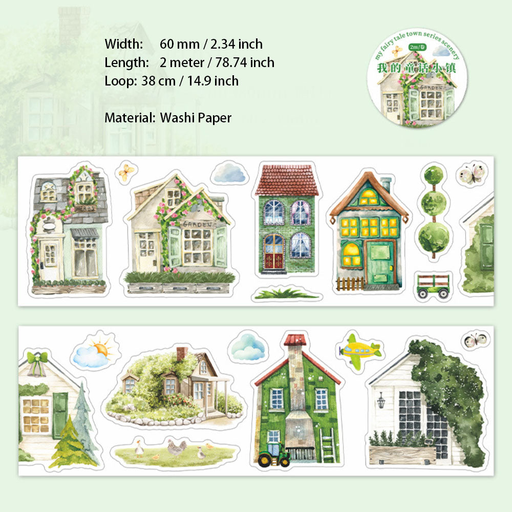 1 Roll Pre-cut House Washi Stickers Tape WDTHXZ