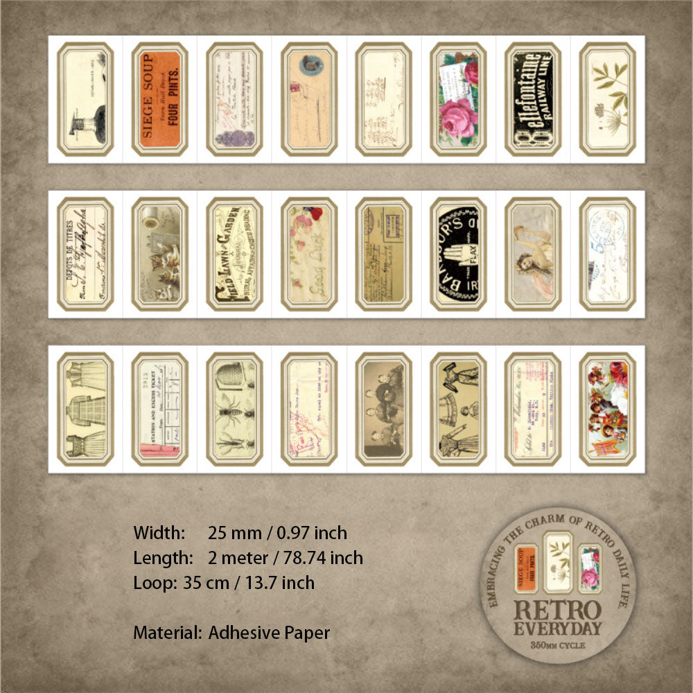 1 Roll Retro Pre-cut Stickers Tape FGRC