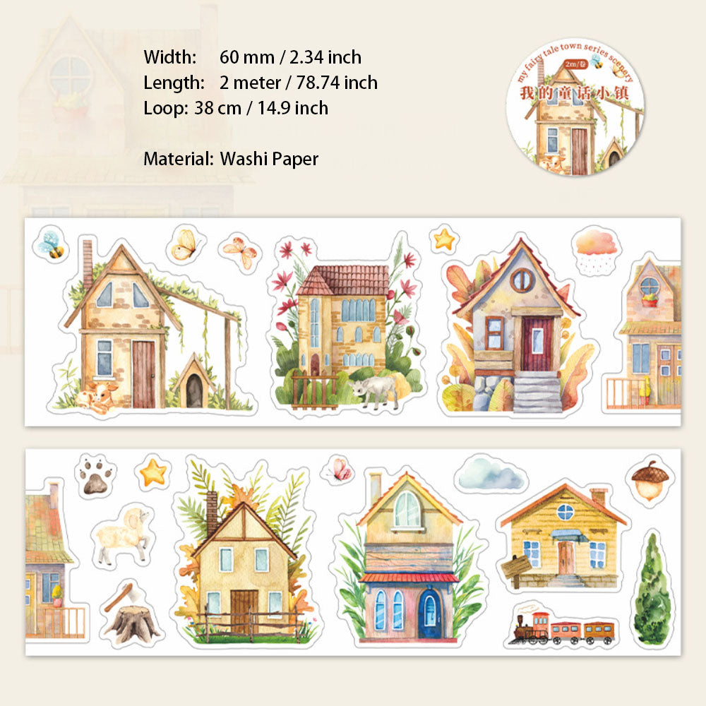 1 Roll Pre-cut House Washi Stickers Tape WDTHXZ