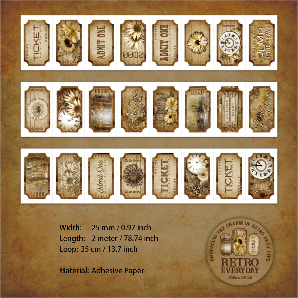 1 Roll Retro Pre-cut Stickers Tape FGRC