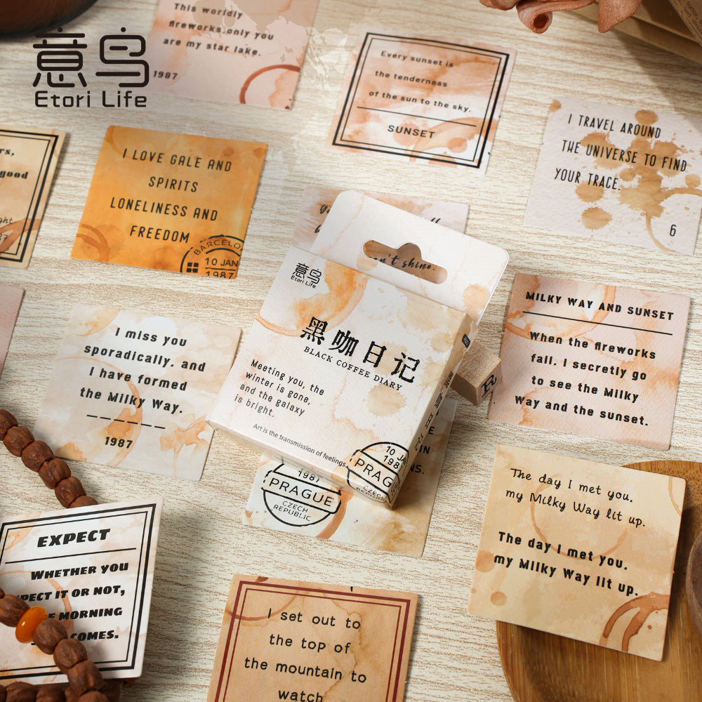 46 Pcs Coffe Quote Theme Boxed Stickers HKRJ