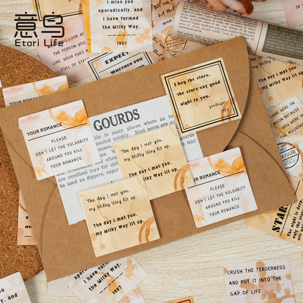 46 Pcs Coffe Quote Theme Boxed Stickers HKRJ