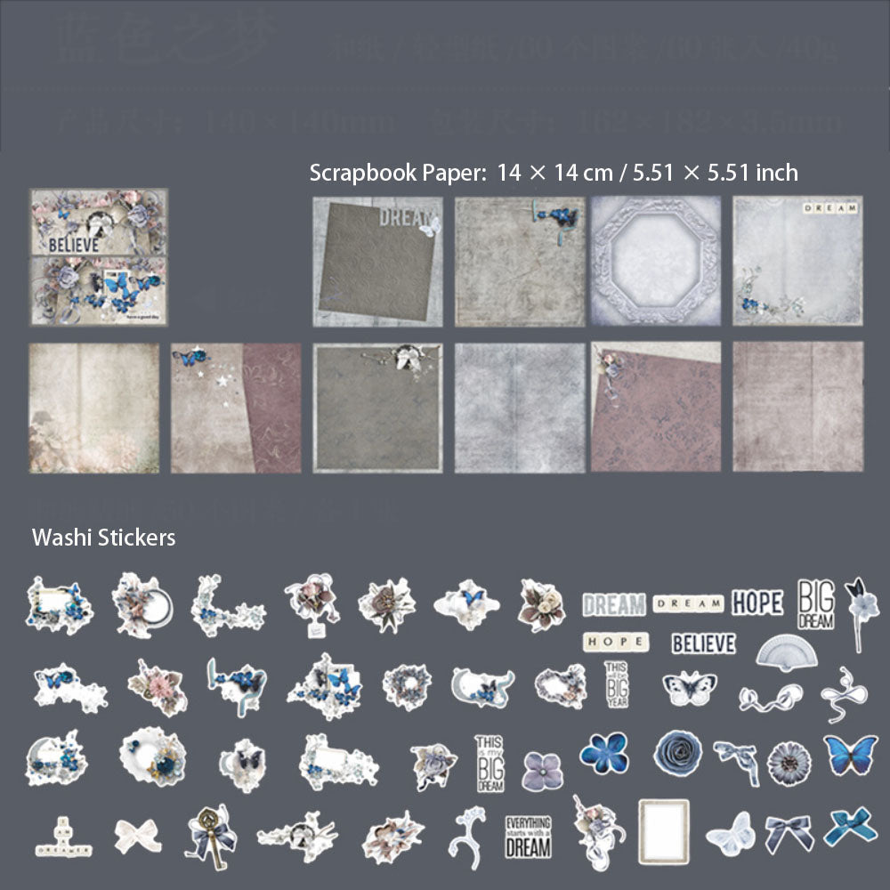 60 Pcs Vintage Scrapbook Paper and Stickers Kit SZJW