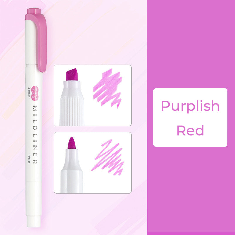 Zebra Mildliner WKT7 Double-Sided Highlighter - Mild Purplish-Red