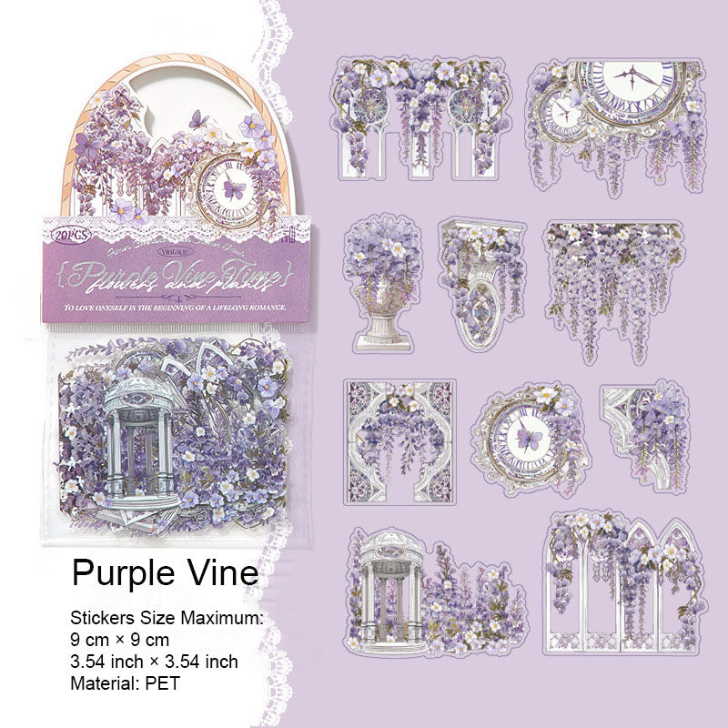 10 Pcs Flowers PET Stickers HZYX