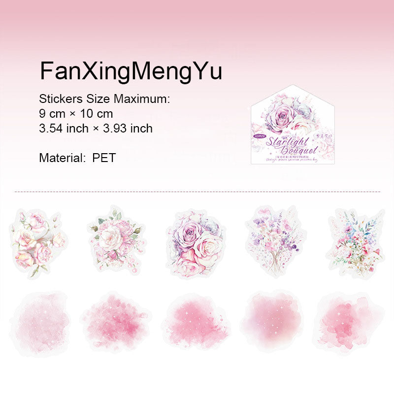 10 Pcs Watercolor and Bouquet PET Stickers XGHS