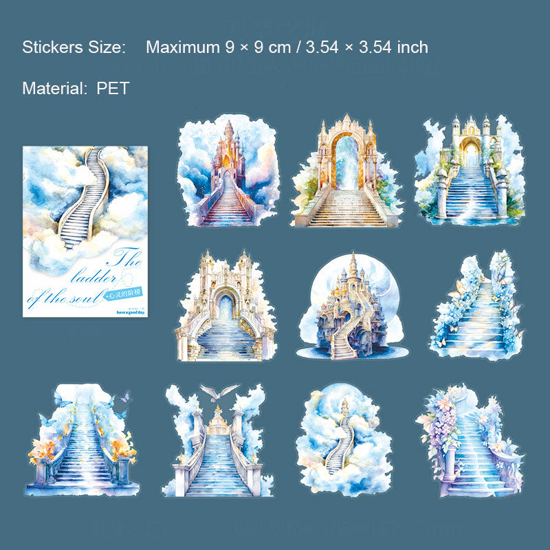 10 Pcs PET Nature Stairs Stickers XLJT