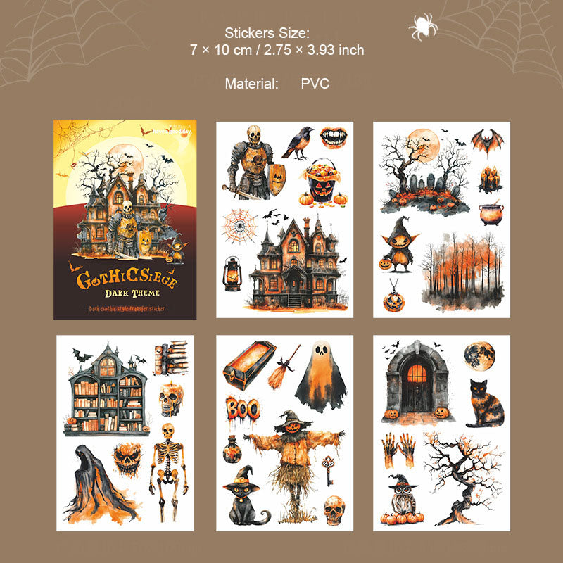 5 Sheets Gothic PVC Halloween Transfer Stickers GTWC