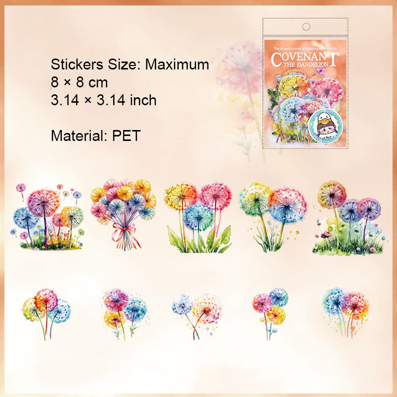 10 Pcs Glitter PET Dandelion Stickers PGYZY