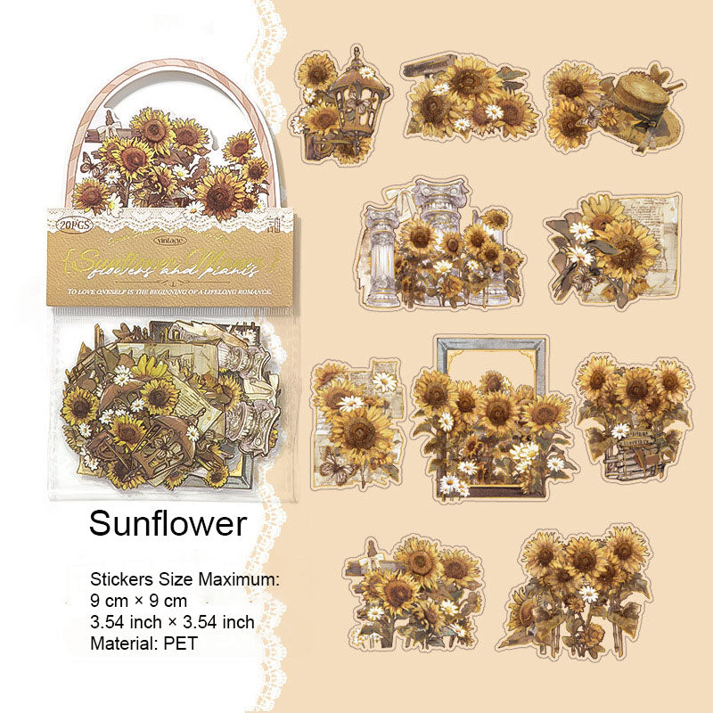 10 Pcs Flowers PET Stickers HZYX