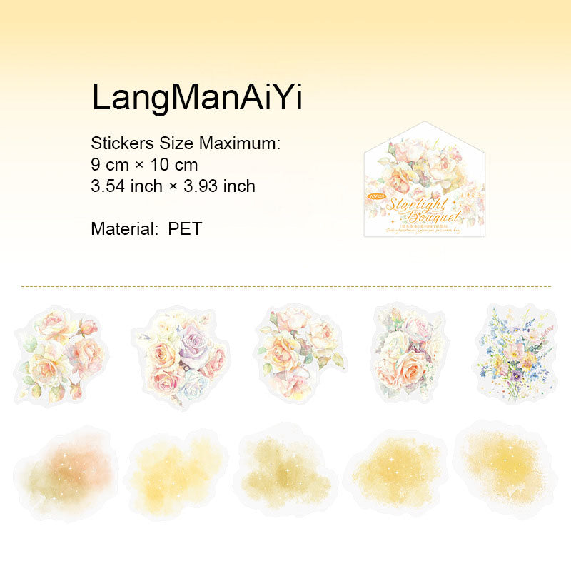 10 Pcs Watercolor and Bouquet PET Stickers XGHS