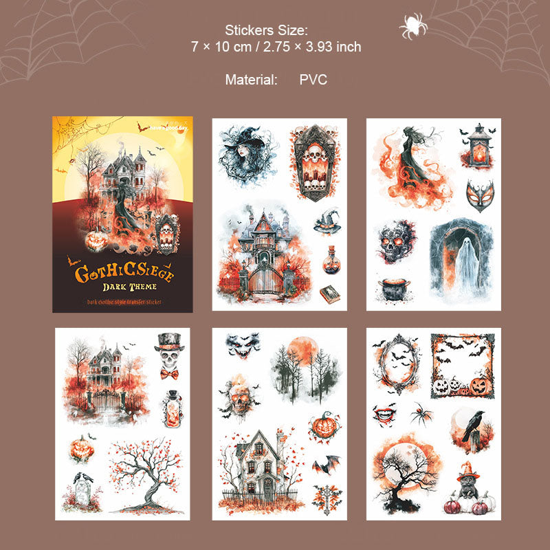 5 Sheets Gothic PVC Halloween Transfer Stickers GTWC