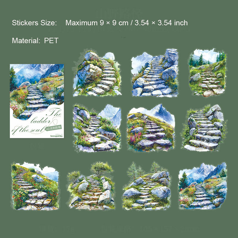 10 Pcs PET Nature Stairs Stickers XLJT