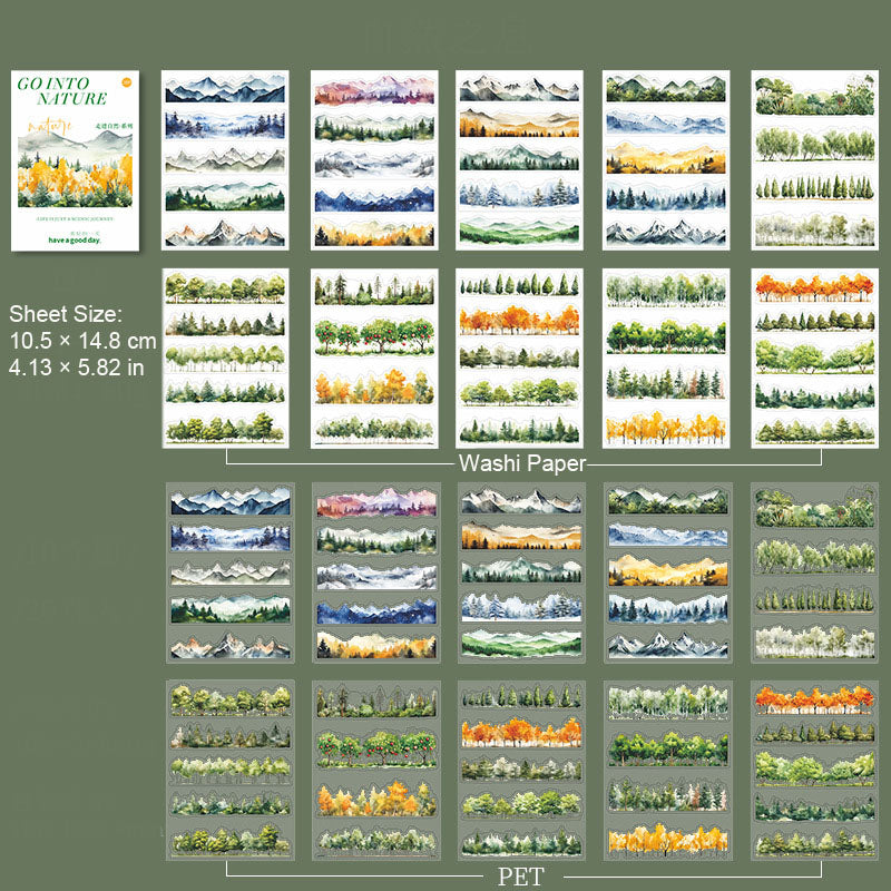 20 Sheets Nature Landscape Stickers Book ZJZR